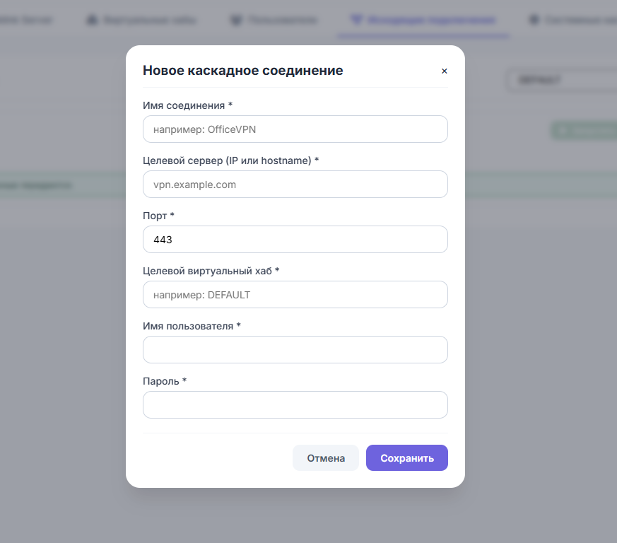 Параметры каскада